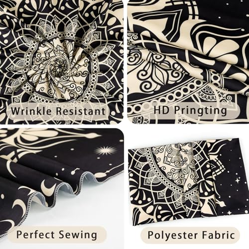 Apdidl Boho Mandala Tapestry for Bedroom, Black Hippie Ceiling Tapestries - color: Black Gold Mandala Tapestry, size: 79"L x 60"W