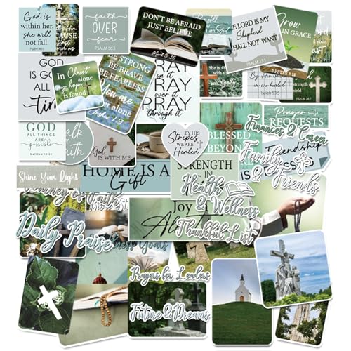 Scripture Prayer Board Supplies - 50 Pcs Green Christian Stickers - color: Green