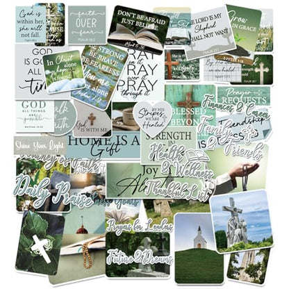 Scripture Prayer Board Supplies - 50 Pcs Green Christian Stickers - color: Green