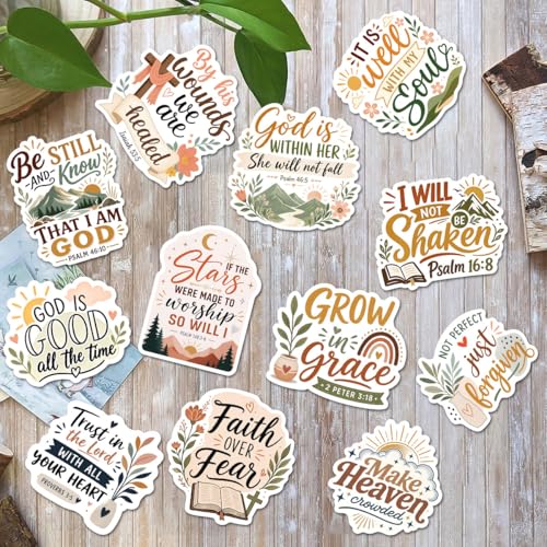 12PCS Faith Over Fear Bible Quote Stickers Pack, Inspirational Christian Vinyl Decals, Uplifting Stickers for Water Bottles, Laptops, Gifts for Religious Celebrations (A 12Christian) - color: A 12christian