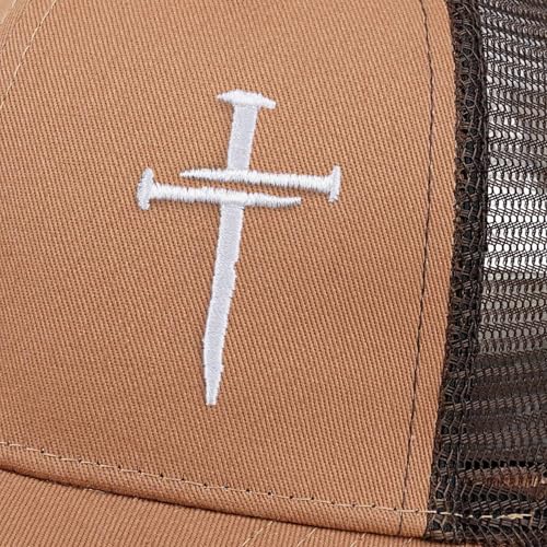 Christian Jesus Cross Hat - Faith Hats for Men Women - Religious Gifts for Thanksgiving Christmas - color: Cross/Camel