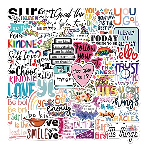 52Pcs Colorful Motivational Stickers, Inspirational Positive Affirmation Vinyl Decals, Waterproof Aesthetic Quote Stickers for Water Bottle, Laptop, Scrapbook, Journal, Diaries, Teens, Girls - color: Inspirational Sticker-4