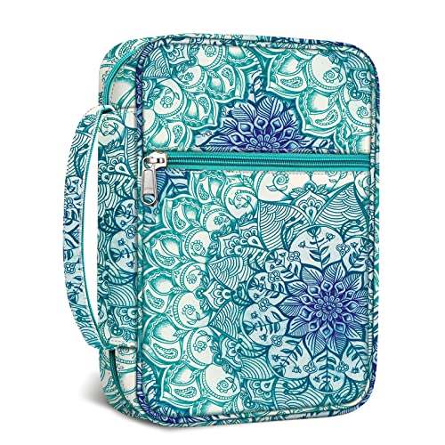 FINPAC Bible Cover, Carrying Book Case Bible Bag with Handle - color: Emerald Illusions