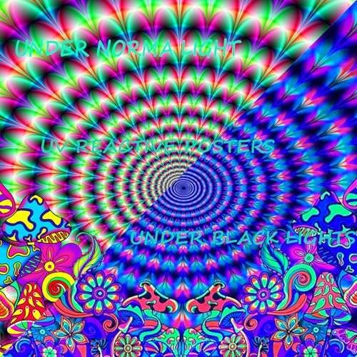 Jhdstore Blacklight Mushroom Tapestry, Glow In The Dark Tapestry Black Light Posters for Bedroom UV Reactive Mushroom Wall Tapestries Wall Hanging for Bedroom Dorm Decor(51"x59") - color: BL Mushroom Wave, size: 59"L x 51"W