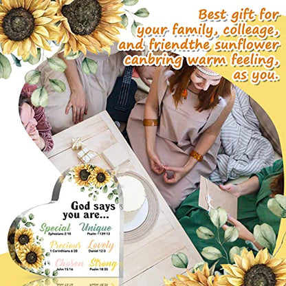 Chunful Christian Gift Women Heart Paperweight Scripture Decor, Sunflower - style: Sunflower