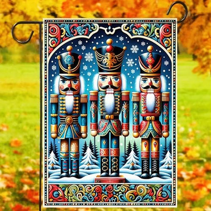 BlissYard Christmas Nutcracker Soldiers Garden Flag 12x18 Inch Polyester - color: Nutcracker Soldier Three