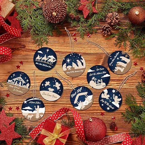 Soaoo 60 Pcs Christmas Nativity Scene Ornaments Bulk Wooden Decor, Classic - style: Classic