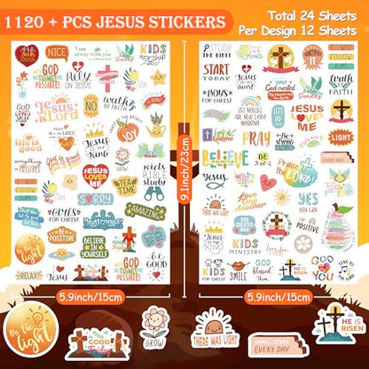 LINAYE 24 Sheets Christian Jesus Stickers for Kids Adults, Waterproof Adhesive Inspirational Jesus Faith Religious Bible Verse Stickers Bulk for Boys Girls Kids Version 2.0 - style: Christian 24 Sheets