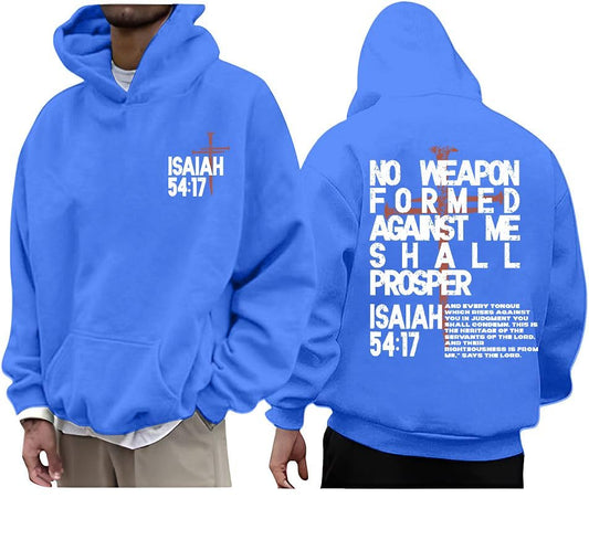 Christian Hoodies for Men Jesus Religious Faith Tops - color: Blue, size: Large