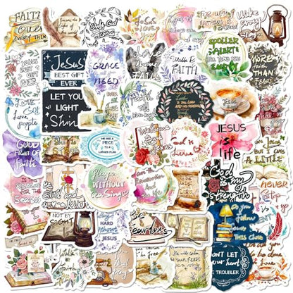 100Pcs Jesus Christian Stickers Pack.Waterproof Inspirational Bible Verses Stickers for Scrapbook Water Bottles Laptop Notebook,Christian Decals Gifts for Teens Adults - color: 100 - Bible Quotes