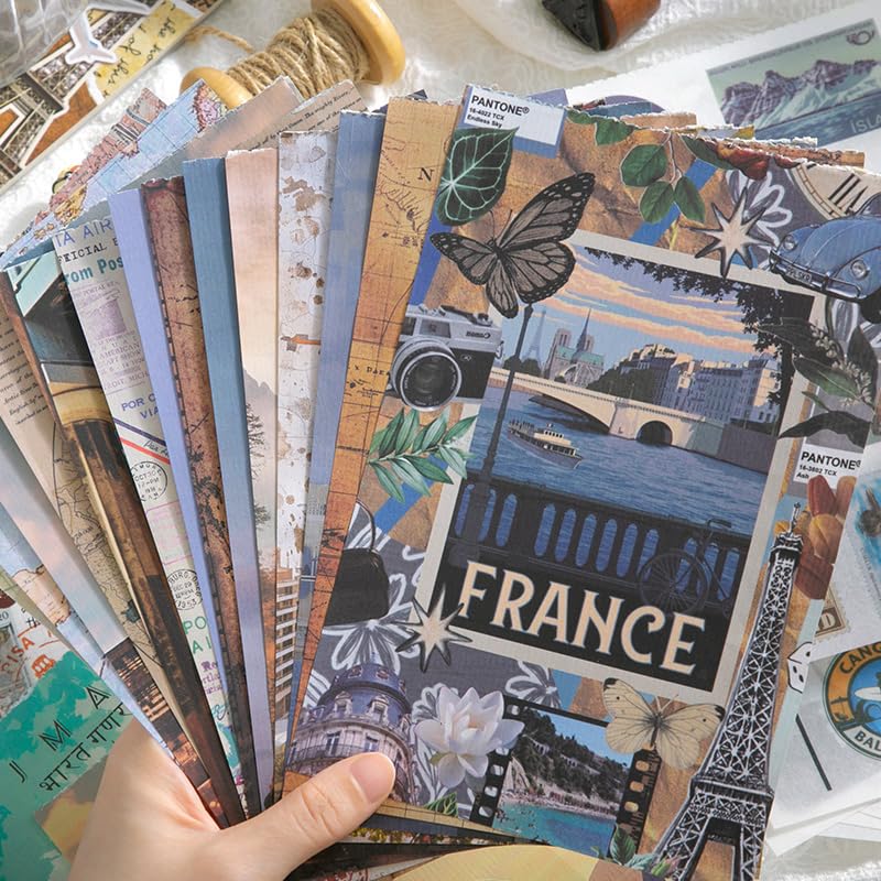 Travel Ephemera Book, 50 Sheets A5 Washi Stickers & Papers - color: 50 Travel Sticker Paper Book