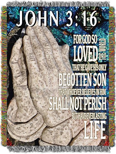 Northwest Religious Woven Tapestry Throw Blanket, 48" x 60", John 3:16