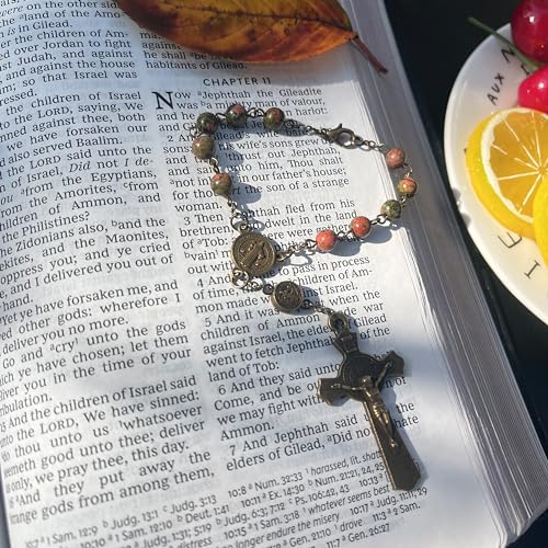6cm Black Gallstone Rosary Catholic Rosary For Car Hanging Prayer - color: Bronze