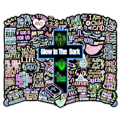 51 Pcs Glow in The Dark Neon Christian Bible Stickers for Kids, Jesus Christ Faith Vinyl Waterproof Water Bottle Laptop Decals, Teens Adults Religious Christianity Christmas Easter Thanksgiving - color: Jesus-ls017