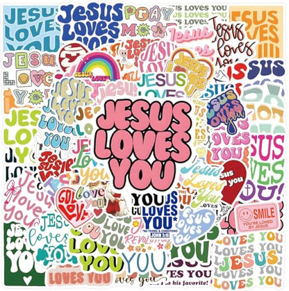 110 Pcs Jesus Loves You Stickers, Christian Bible Verse Faith Decals - color: Multicolor Jesus Loves You-110pcs