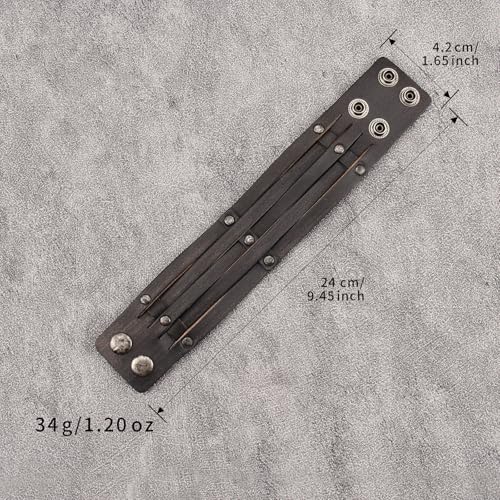GelConnie Punk Leather Cuff Bracelet Adjustable Straps Wrap Bracelets Arm Armor Cuff Gothic Leather Wristbands for Men, Women - color: MLPB097-Brown