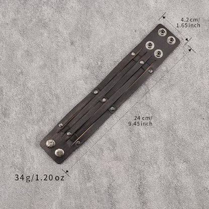 GelConnie Punk Leather Cuff Bracelet Adjustable Straps Wrap Bracelets Arm Armor Cuff Gothic Leather Wristbands for Men, Women - color: MLPB097-Brown
