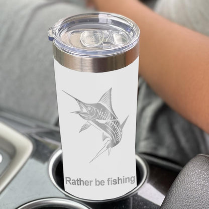 LaserGram Personalized 22oz Skinny Tumbler, Christian Cross (White) - color: White