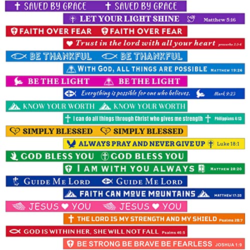 Bible Verse Bracelets – 80 Pcs Bulk Jesus Silicone Wristbands - color: Bright Color