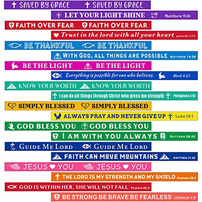 Bible Verse Bracelets – 80 Pcs Bulk Jesus Silicone Wristbands - color: Bright Color
