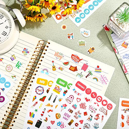 Chinco 24 Sheets 1100+ Monthly Holiday Calendar Planner Stickers