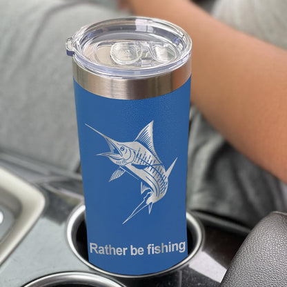 LaserGram Personalized 22oz Skinny Tumbler, Christian Cross (Dark Blue) - color: Dark Blue