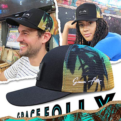 Grace Folly Trucker Hat for Men or Women- Many Cool Designs - color: Palm Beach