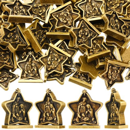 Civaner 50 Pcs Mini Brass Color Nativity Scene Figurines, Nativity Decor - style: Nativity