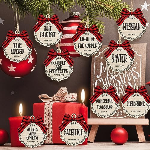 Soaoo 50 Pcs Christmas Names of Jesus Wooden Ornaments, Classic, Beige - color: Beige, size: Classic
