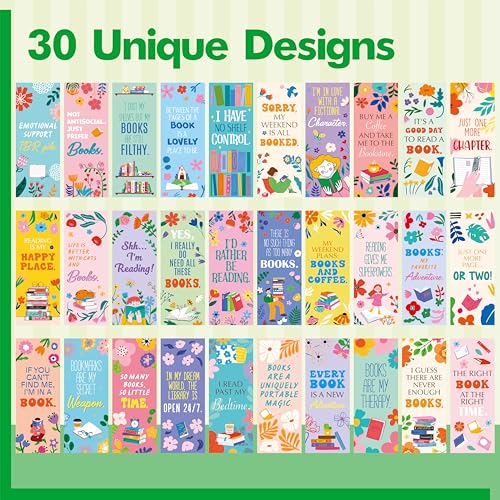 120 PCS Book Lover Bookmarks, 30 Unique Designs Double-Sided Read Accessories Page Markers Reading Bookmarks for Women, Men, Kids, Adults, Students, Book Lovers All Ages - style: Book Lover Bookmarks