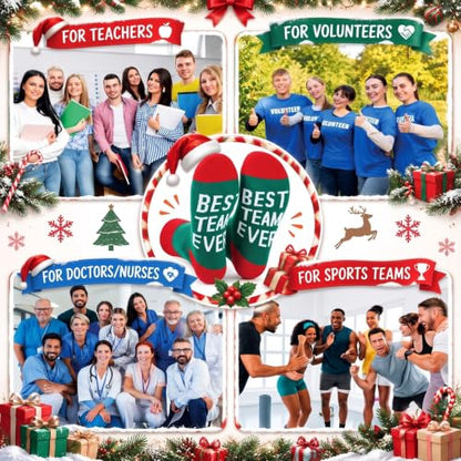 Glitopper 12 Pairs Best Team Ever Gift Socks Bulk - color: Red, Green, style: Team