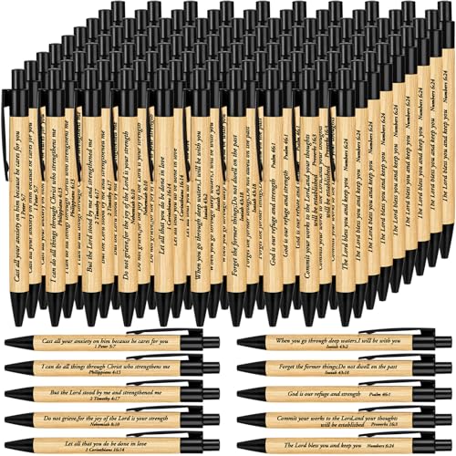 Cholemy 100 Pcs Christian Bible Verse Pens Jesus Inspirational, Black - color: Black