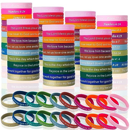 Estune 120 Pcs Bible Verse Bracelets Christian Wristbands, Rustic Color - color: Rustic Color