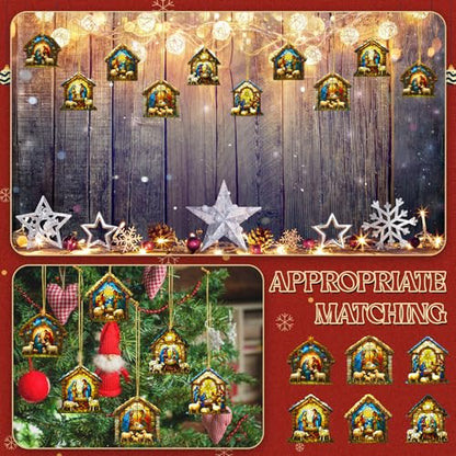 Halloscume 24 Pcs Christmas Nativity Scene Ornaments Bulk, House Shape - style: House Style