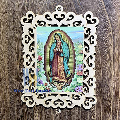 12 Pcs Our Lady of Guadalupe Wooden Picture Frames, Baptism Event Favors
