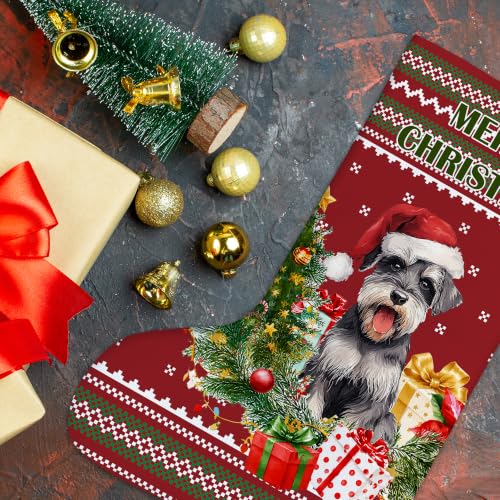 Schnauzer Red and Green Christmas Stockings 16 Inch - color: Christmas23