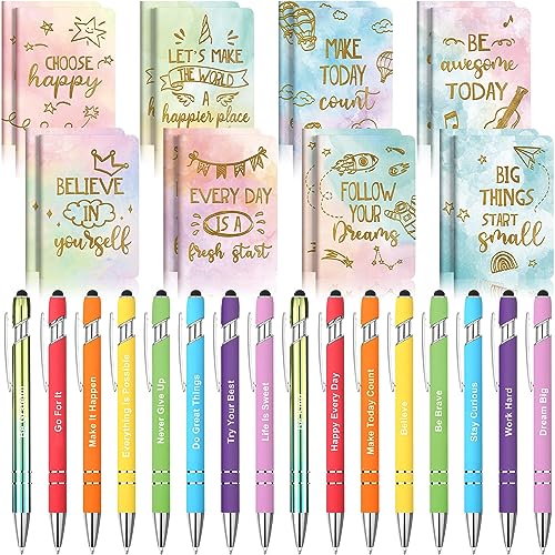 Funrous 32 Pcs Mini Notebooks with Pens Adults Party Favors,Watercolor - style: Watercolor