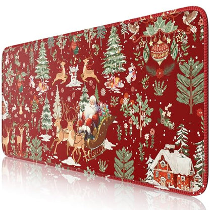 iCasso Christmas Desk Mat, Winter Forest Large Mouse Pad,Red - color: 1-a-red