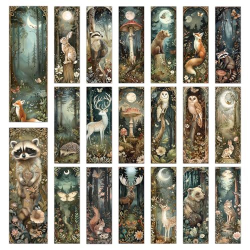100 Pcs Woodland Animal Bookmarks Fantasy Forest Book Page Marks - color: Woodland Animal