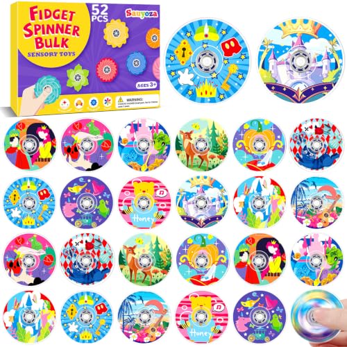 52 Pack Fairy Tale Fidget Spinners Bulk Party Favors Classroom Prizes - color: Tl-sa-3-di