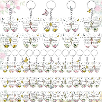 Remuuly Christmas Christian Gift Mini Bible Keychain Bulk - color: Butterfly