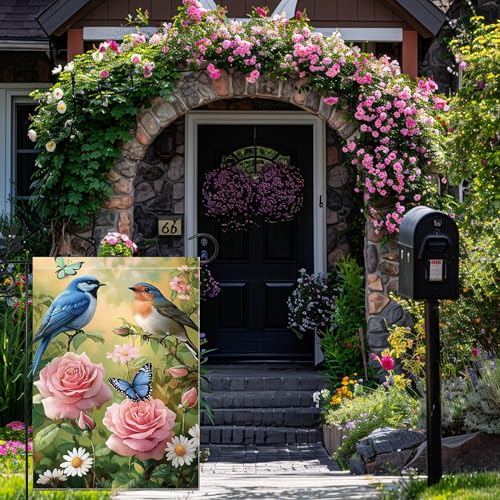 Spring Summer Bird Garden Flags for Outside 12x18 Double Sided - color: Blue Bird, size: 12x18 Inches