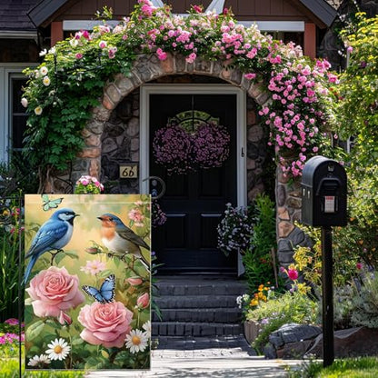Spring Summer Bird Garden Flags for Outside 12x18 Double Sided - color: Blue Bird, size: 12x18 Inches