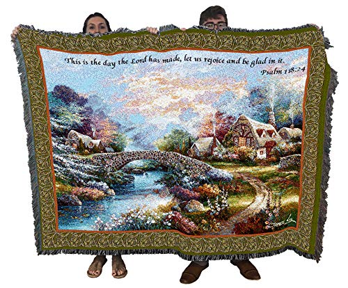 Pure Country Weavers Springtime Glory Blanket by James Lee - This is The Day The Lord Has Made - Scriptures - Psalm 118:24 - Religious Gift Tapestry Throw Woven from Cotton - Made in the USA (72x54) - color: Psalm 118:24, size: 72" x 54"