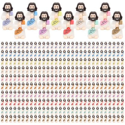 Yelakey 300pcs Jesus Loves You Figures, Praying Jesus Figures for Easter - size: 300pcs Macaron Little Jesus