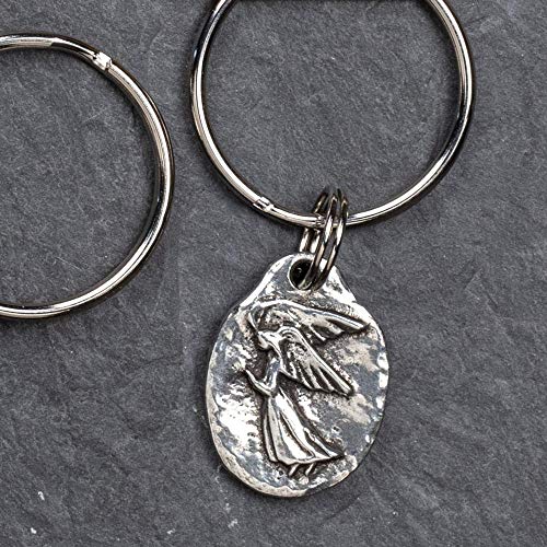 DANFORTH Guardian Angel Keyring | Pewter Keychain Handcrafted in USA