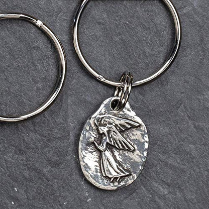 DANFORTH Guardian Angel Keyring | Pewter Keychain Handcrafted in USA