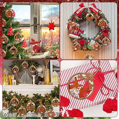 Bucherry 6 Pcs Wooden Christmas Nativity Scene Ornaments Bulk,Round - style: Round