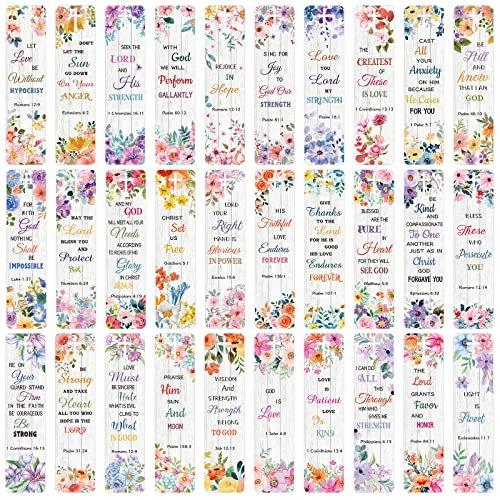 120 Pieces Bible Verses Bookmarks with Hollow Cross for Women Scripture Bookmarks Christian Book Markers for Women Men Church Gifts Supplies (Wood Flower) - style: Wood Flower