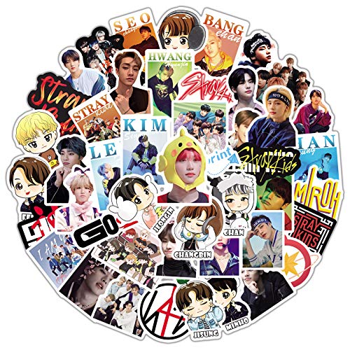 50pcs Stray Kids Stickers, Pop Singer Aesthetic Stickers for Water Bottle Laptop Phone Journal,Gifts for Kid Girl Women Luggage Helmet Skateboard Motorcycle Guitar - color: Stray